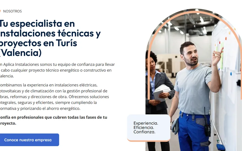 Sitio web de instalaciones eléctricas y energéticas Aplica Instalaciones