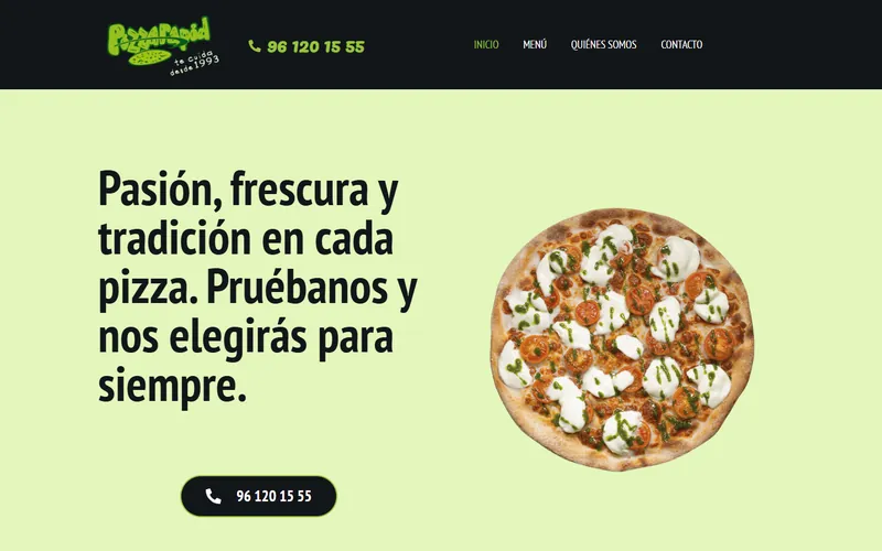 Pizza Rapid pizzeria website
