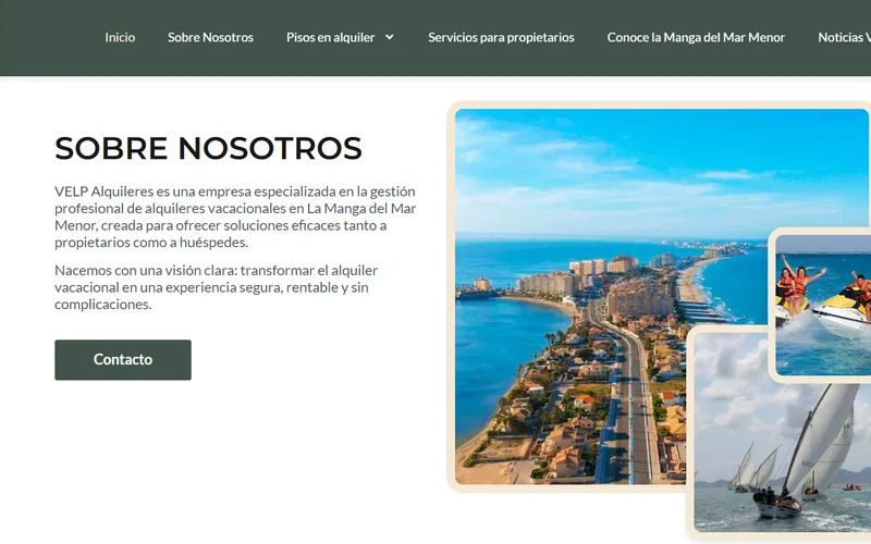 Sitio web de gestión de alquiler vacacional VELP Alquiler en La Manga